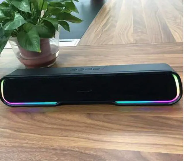 Alt view image 2 of 5 - RGB rotating light, mini sound amplifier, desktop long strip portable subwoofer, high-power Bluetooth speaker