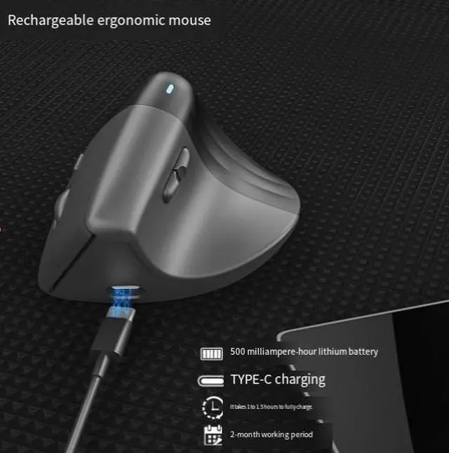 Alt view image 5 of 6 - V30 Wireless Bluetooth Dual-mode Vertical Mouse for Office - Silent Standing Ergonomic Mouse