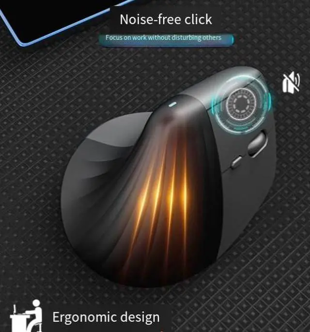 Alt view image 4 of 6 - V30 Wireless Bluetooth Dual-mode Vertical Mouse for Office - Silent Standing Ergonomic Mouse