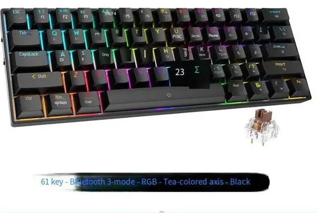 Alt view image 2 of 7 - Customized blue-axis mechanical keyboard with 68 keys, wired and portable, suitable for office, gaming and competitive esports use. 61-key - White wired backlighting - Blue switches