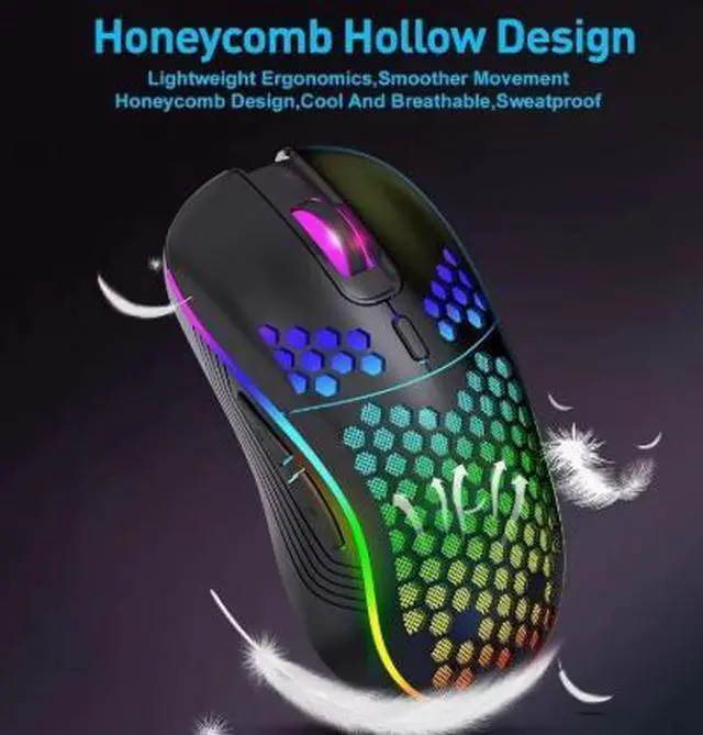 Alt view image 3 of 6 - Wireless gaming mouse with RGB lighting is suitable for office and business wired e-sports mice with 7200 DPI