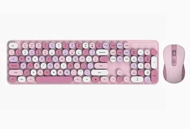 Main image of Best-selling wireless keyboard with excellent appearance for girls with quiet office style, retro and cute pink keyboard and mouse set