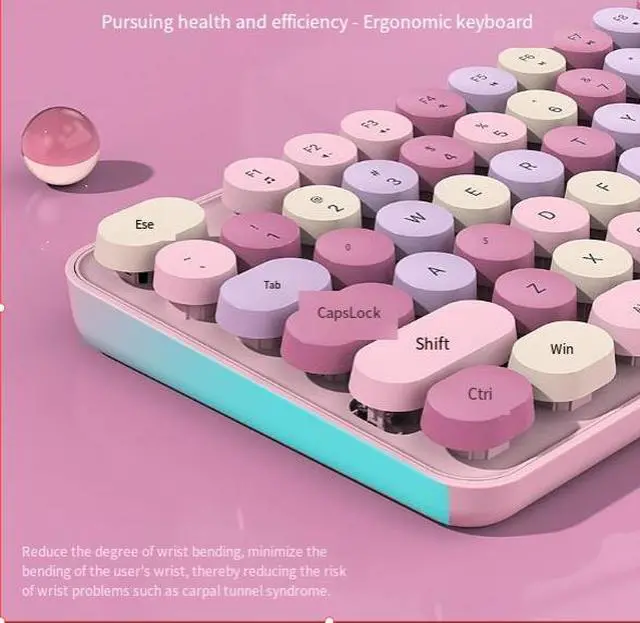 Alt view image 4 of 6 - Best-selling wireless keyboard with excellent appearance for girls with quiet office style, retro and cute pink keyboard and mouse set
