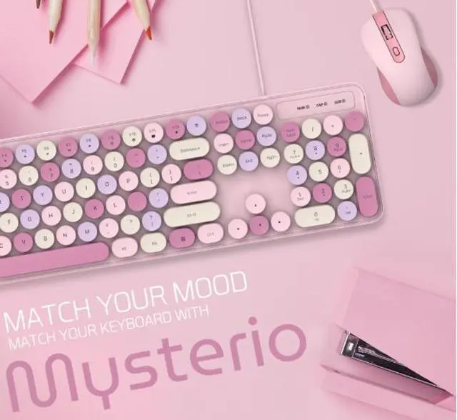 Alt view image 3 of 6 - Best-selling wireless keyboard with excellent appearance for girls with quiet office style, retro and cute pink keyboard and mouse set
