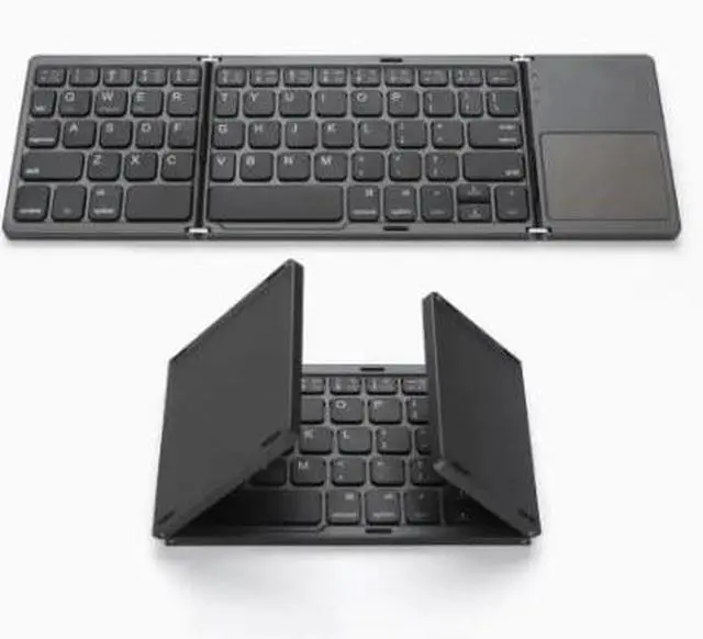 Alt view image 3 of 3 - Foldable mini Bluetooth keyboard - Portable ultra-thin keyboard suitable for mobile phones, tablets and laptops White