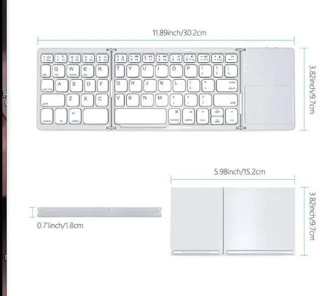 Main image of Foldable mini Bluetooth keyboard - Portable ultra-thin keyboard suitable for mobile phones, tablets and laptops White