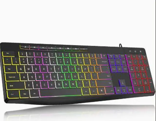 Alt view image 2 of 5 - 2.4G wireless keyboard and mouse set with RGB backlighting and ergonomic film keyboard and mouse. The typing experience is very comfortable.
