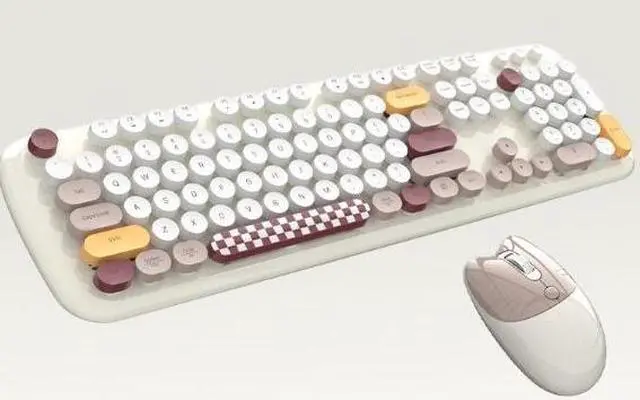 Alt view image 4 of 7 - Wireless high-quality keyboard and mouse set for women, featuring retro polka dots, suitable for desktop and laptop office use in factories.