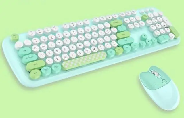 Alt view image 6 of 7 - Wireless high-quality keyboard and mouse set for women, featuring retro polka dots, suitable for desktop and laptop office use in factories.