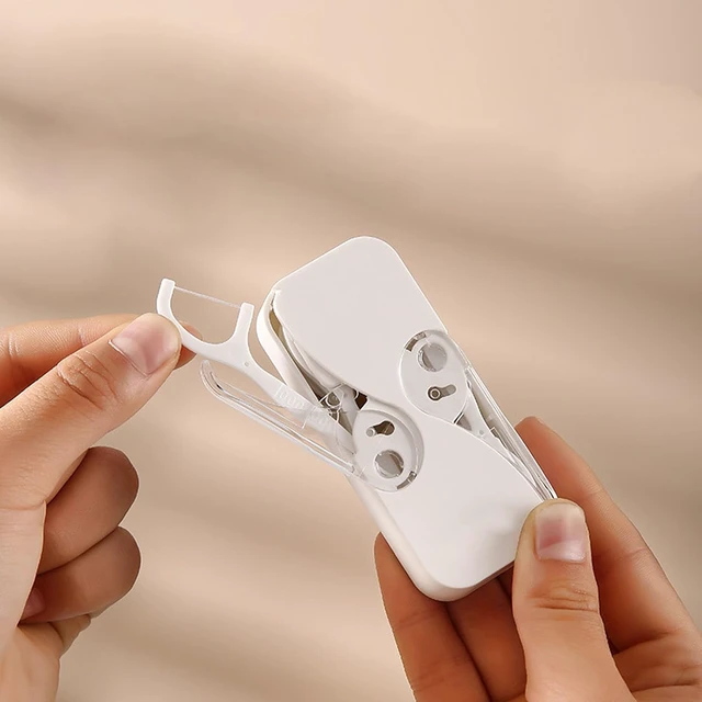 Alt view image 6 of 6 - Refillable Portable Floss Dispenser with 12 Picks Compact Opening Case for Travel Daily Use and Convenient