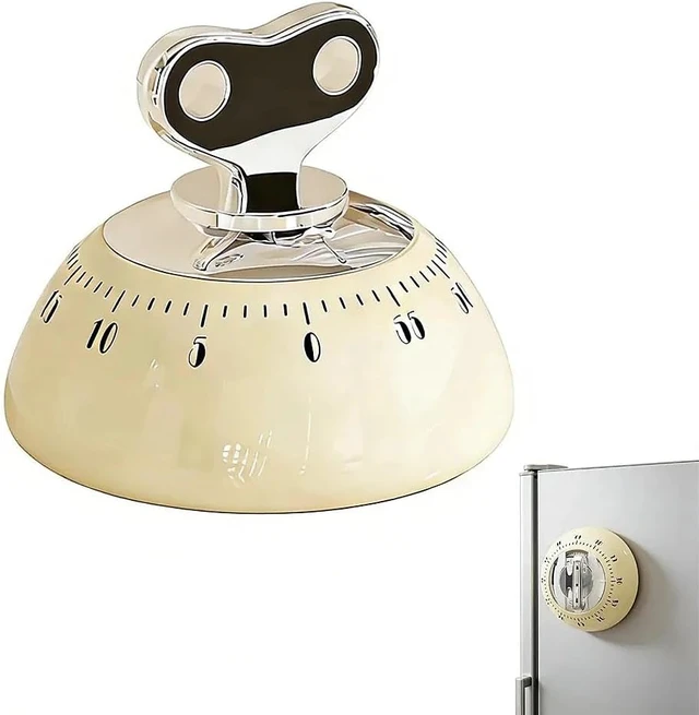 Alt view image 7 of 7 - Retro Kitchen Timer Magnetic Mechanical 60 Minute Wind Up Timer No Batteries, Loud Alarm Timer for Cooking, Baking, Classroom, ABS Portable Kitchen Timer, Magnetic Mechanical Timing(Red ) White