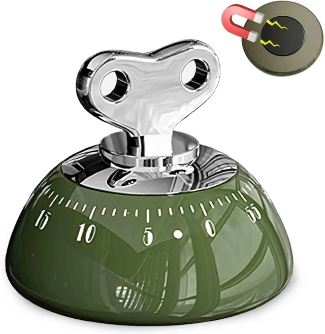 Main image of Retro Kitchen Timer Magnetic Mechanical 60 Minute Wind Up Timer No Batteries, Loud Alarm Timer for Cooking, Baking, Classroom, ABS Portable Kitchen Timer, Magnetic Mechanical Timing(Red ) green