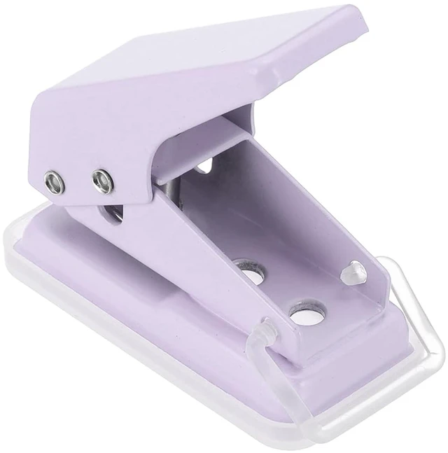 Main image of Mini Portable Small Hole Puncher 6 Sheet Punch Capacity Metal Paper Puncher for Tag DIY Craft Scrapbook Ticket, Purple