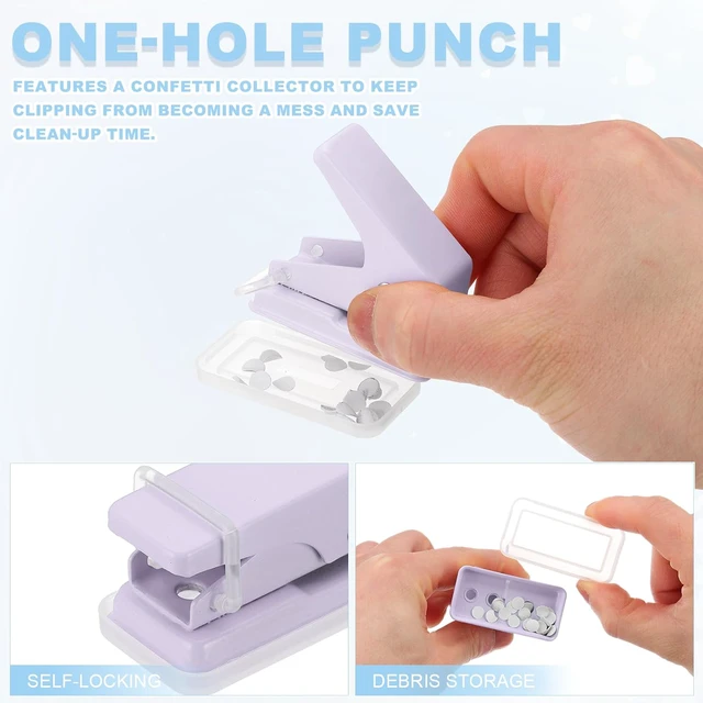 Alt view image 5 of 5 - Mini Portable Small Hole Puncher 6 Sheet Punch Capacity Metal Paper Puncher for Tag DIY Craft Scrapbook Ticket, Purple