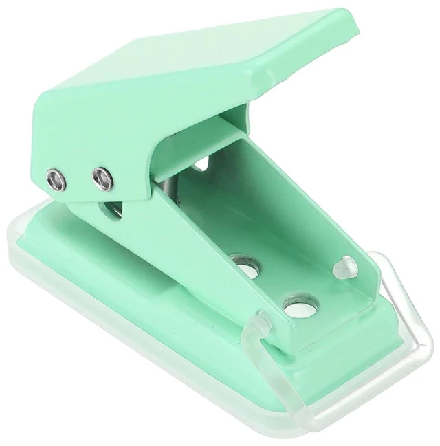 Main image of Mini Portable Small Hole Puncher 6 Sheet Punch Capacity Metal Paper Puncher for Tag DIY Craft Scrapbook Ticket, Purple green