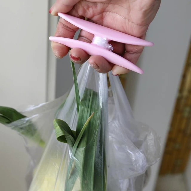 Alt view image 4 of 5 - Bag Carrier Handle, Plastic Shopping Bag Holder, Comfort Grip Grocery Bag Carrier, Anti-Slip Heavy Duty Bag Tote Handle for Groceries, Shopping, Luggage, Reduce Hand Strain, 2 Pack(Green and orange)