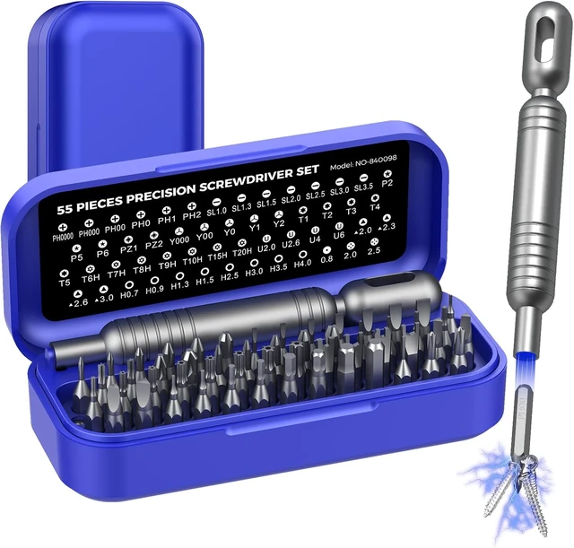 Alt view image 7 of 7 - 55-in-1 Precision Screwdriver Set Mini Magnetic Repair Tool Kit54 Magnetic Durable Bits, Compact Magnetic Case for Phone, Laptop, PC, Camera, Watch and Gifts for Men Women blue