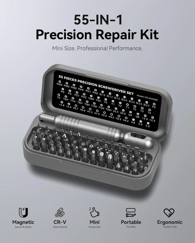 Alt view image 6 of 7 - 55-in-1 Precision Screwdriver Set Mini Magnetic Repair Tool Kit54 Magnetic Durable Bits, Compact Magnetic Case for Phone, Laptop, PC, Camera, Watch and Gifts for Men Women black
