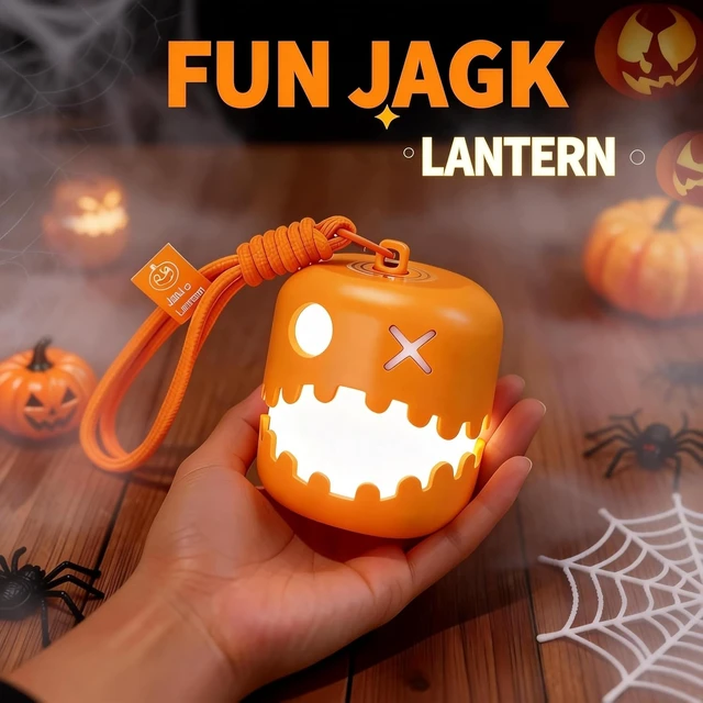 Alt view image 4 of 7 - Halloween Jack-O-Lantern Pull String Night Light, Rechargeable Type-C Portable Pumpkin Lamp, 7-Color & Warm White LED, Cute Decor for Bedroom Camping, Holiday Gift for Women Girls Friends