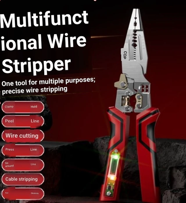 Alt view image 2 of 4 - Wire stripper - Specialized industrial-grade multi-functional pliers for electricians. Universal wire stripper. Complete set of electrician tools.