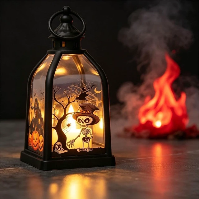 Alt view image 6 of 7 - Halloween Pumpkin Lantern with LED Light,Portable Tabletop and Costume Prop
Flameless LED Pumpkin Lantern with A Carry Handle for Parades, Tables, Windows And Party Displays Witch