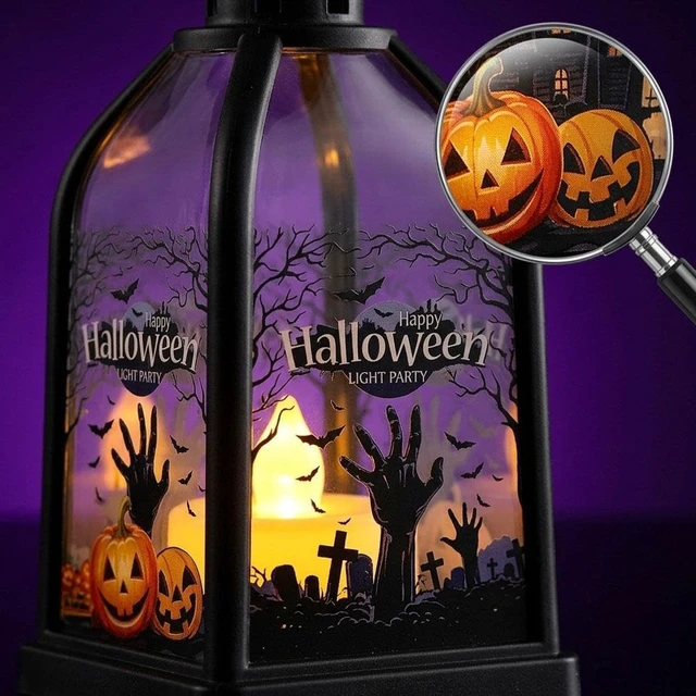 Alt view image 7 of 7 - Halloween Pumpkin Lantern with LED Light,Portable Tabletop and Costume Prop
Flameless LED Pumpkin Lantern with A Carry Handle for Parades, Tables, Windows And Party Displays Witch