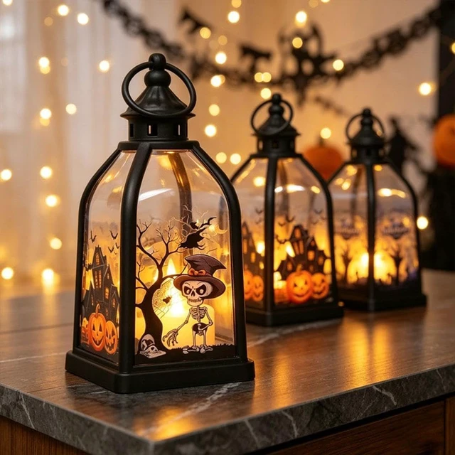 Alt view image 5 of 7 - Halloween Pumpkin Lantern with LED Light,Portable Tabletop and Costume Prop
Flameless LED Pumpkin Lantern with A Carry Handle for Parades, Tables, Windows And Party Displays Witch