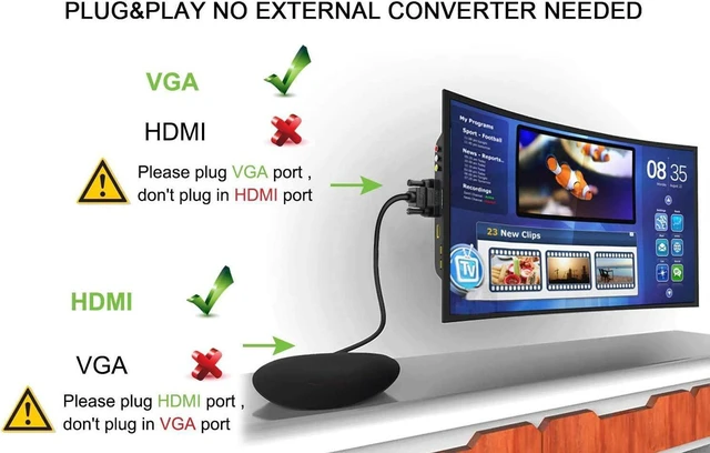 Alt view image 4 of 5 - HDMI to VGA Adapter Cable 6ft/1.8m Gold-Plated 1080P Male Active Video Converter Cord Support Notebook PC DVD Player Laptop TV Projector Monitor Etc