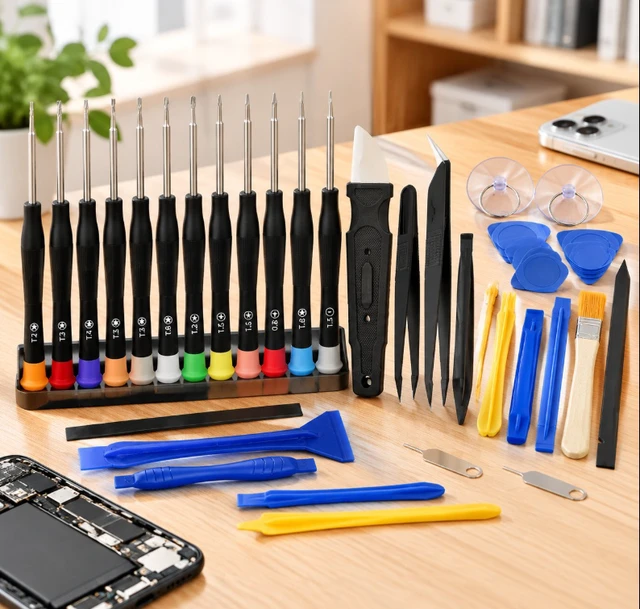 Alt view image 3 of 7 - 34-Piece Precision Screwdriver Set, Small Repair Tool Kit with Pry Bars, Tweezers & Suction Cup for Smartphones, Tablets, Laptops and Electronics