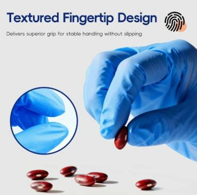 Alt view image 2 of 5 - Food-grade thickened, wear-resistant, waterproof, and oil-resistant nitrile gloves for industrial safety, inspection, and disposable finger covers(M)