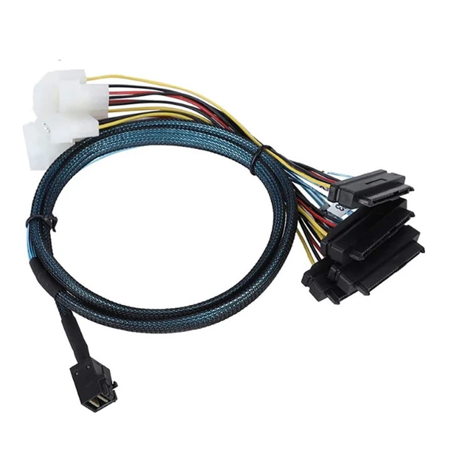 Alt view image 2 of 5 - Mini SAS HD SFF-8643 to 4X SAS SFF-8482 Server Cable 12Gbps Server Internal High-Speed Cable(0.5M)