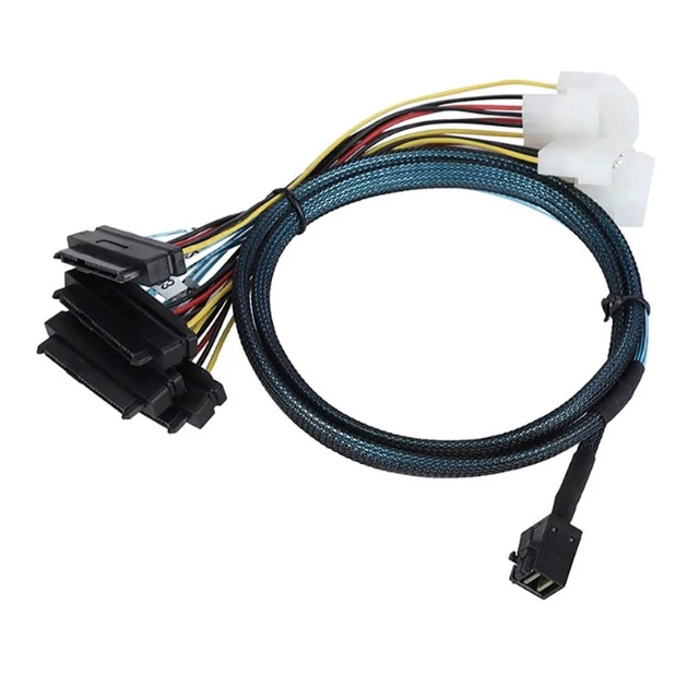 Alt view image 3 of 5 - Mini SAS HD SFF-8643 to 4X SAS SFF-8482 Server Cable 12Gbps Server Internal High-Speed Cable(0.5M)