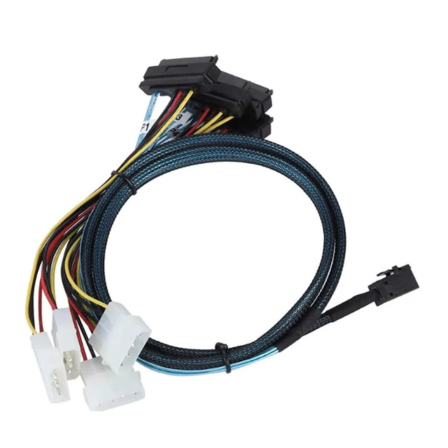 Alt view image 4 of 5 - Mini SAS HD SFF-8643 to 4X SAS SFF-8482 Server Cable 12Gbps Server Internal High-Speed Cable(0.5M)