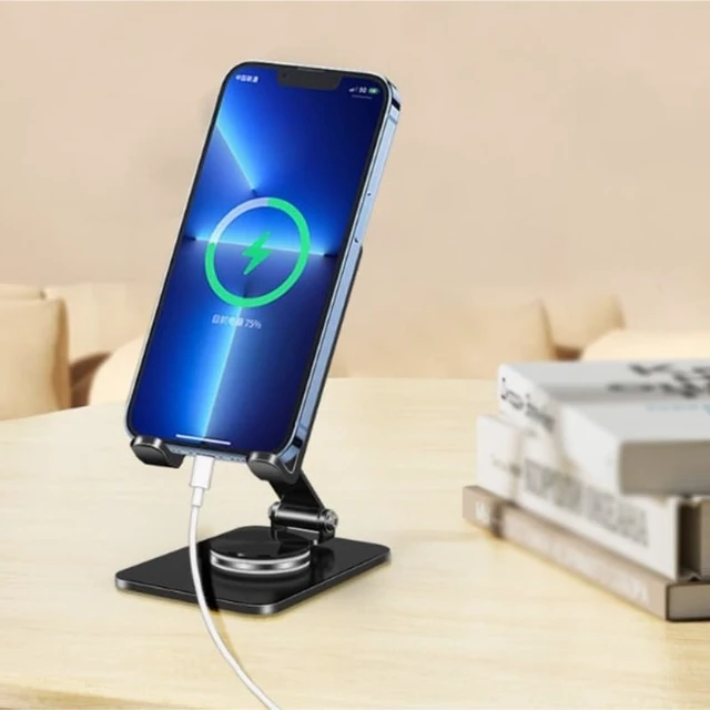 Alt view image 3 of 6 - 360-degree rotatable phone stand, desktop metal portable folding lazy person live streaming tripod