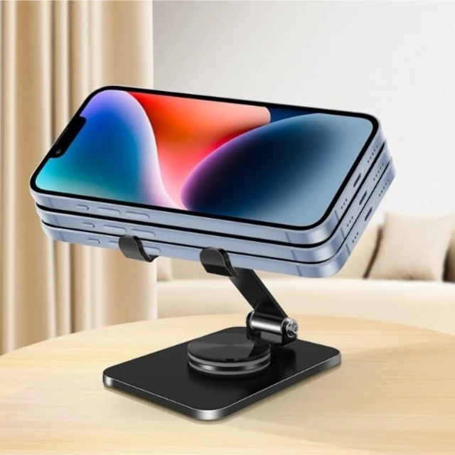 Alt view image 2 of 6 - 360-degree rotatable phone stand, desktop metal portable folding lazy person live streaming tripod