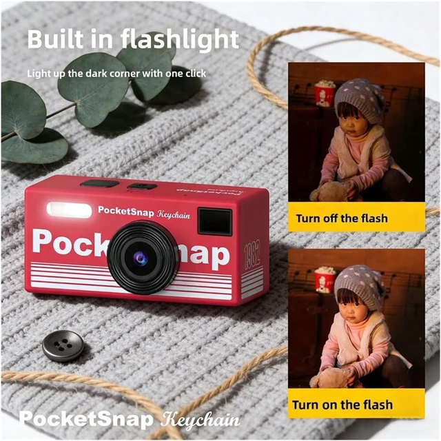 Alt view image 2 of 6 - Mini Retro CCD Keychain Thumb Camera 1080P HD Video Recorder with Flash, Support Memory Card, Ideal Gift(Blue,Add 8G) red