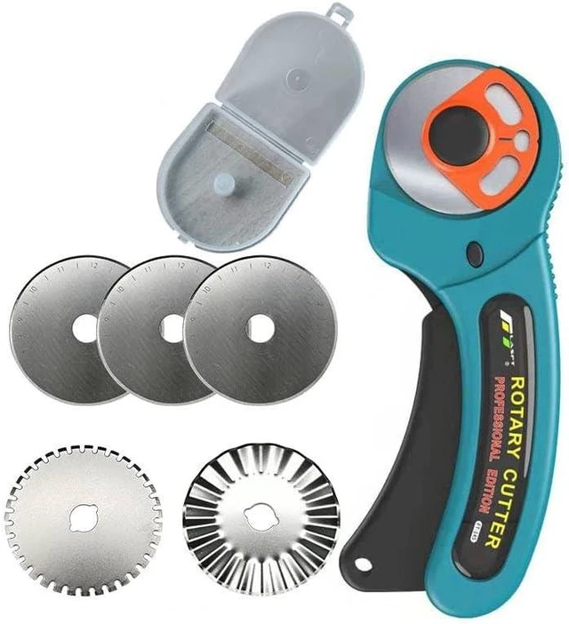 Main image of 45mm Manual Rotary Cutter with Round Blades - Sharp Precision Cutting Tool for Fabric, Leather, Crafts & Sewing Projects