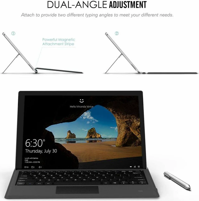 Alt view image 5 of 6 - For Microsoft Surface Pro 7/Pro 6/5 Type Cover Wireless Bluetooth Keyboard with Touchpad and 7-Color LED Backlit