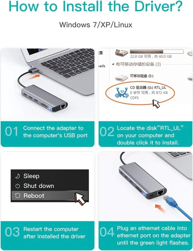 Alt view image 5 of 7 - USB to Ethernet Adapter 7-in-1 Aluminum USB Hub with 10/100/1000 Gigabit Ethernet Network Adapter USB 3.0 Ports USB 2.0 SD/Micro SD Card Reader Compatible with MacBook Air/Pro Windows Linux Chromebook
