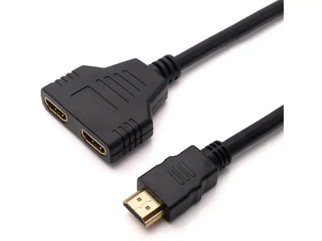 Alt view image 2 of 7 - HDMI Splitter Adapter HDMI Male to 2 HDMI Female Splitter Cable for HDTV LCD Monitor and Projectors 1080P Dual HDMI Adapter 1 to 2 Way (12.2inch Black)