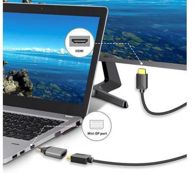 Alt view image 7 of 7 - Mini DisplayPort to HDMI Adapter 4K Mini DP to HDMI Adapter Male to Female Mini Display Port to HDMI Converter Gold Plated Adapter for MacBook Microsoft Surface Pro 2pack
