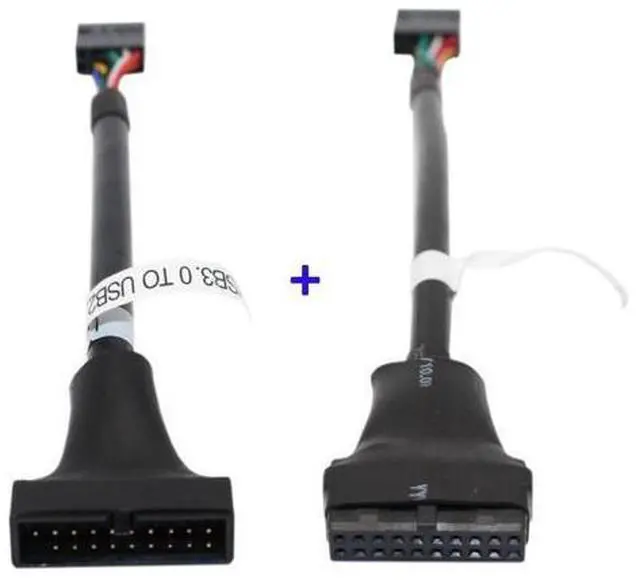 Alt view image 2 of 6 - 2-Pack USB Motherboard Connector 20 Pin USB 3.0 Male/Female to 9 Pin USB 2.0 Female/Male Adapter Cable