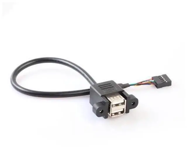 Alt view image 4 of 6 - 9 Pin Motherboard Header to 2 Ports USB 2.0 Female Cable Adapter 30cm Extension Cables Computer Connectors for PC
