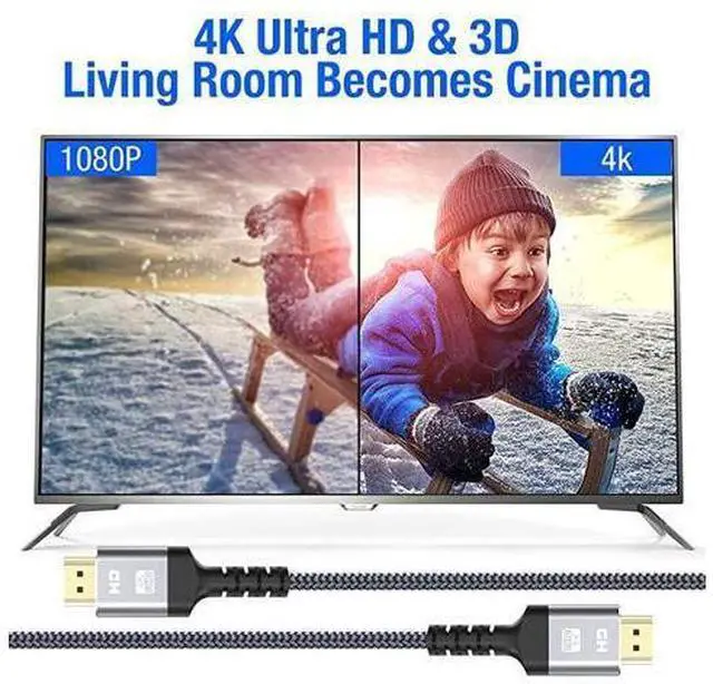 Alt view image 5 of 7 - 4K Short HDMI Cable, 1.5FT High Speed 18Gbps HDMI 2.0 Braided Cord-Supports (4K 60Hz HDR,Video 4K 2160p 1080p 3D HDCP 2.2 ARC-Compatible with Ethernet PS4/3 4K Monitor Projector ect