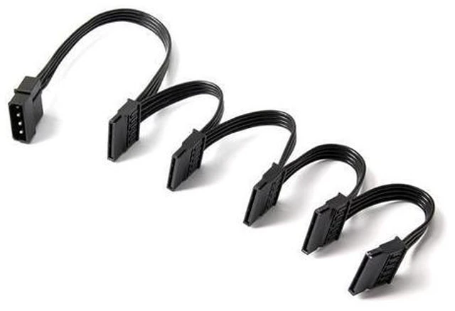 Main image of 5pcs/lot 1X 4Pin to 5X 15Pin IDE SATA Hard Drive Power Splitter Cable Cord Adapter