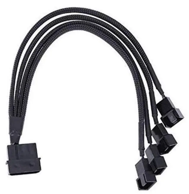 Main image of CRJ 4-Pin Molex to 4 x 3/4-Pin PC Case Fan Sleeved Adapter Cable