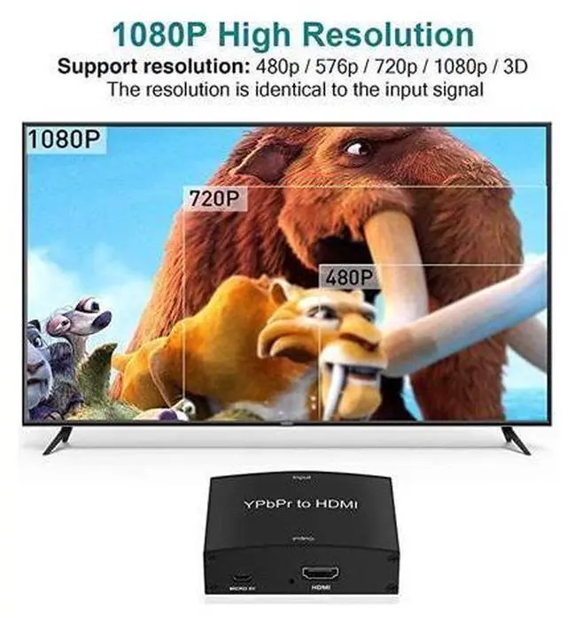 Alt view image 3 of 7 - Component to HDMI Converter 5RCA Component RGB YPbPr to HDMI Converter v13 HDCP Video Audio Converter Adapter for DVD PSP Xbox 360 to New HDTV or Monitor1080P Black
