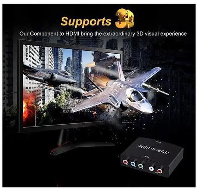 Alt view image 4 of 7 - Component to HDMI Converter 5RCA Component RGB YPbPr to HDMI Converter v13 HDCP Video Audio Converter Adapter for DVD PSP Xbox 360 to New HDTV or Monitor1080P Black