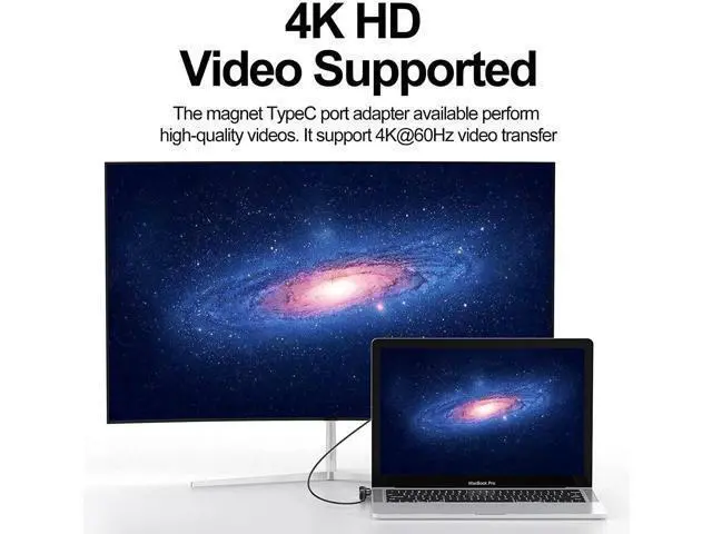 Alt view image 5 of 7 - USB C Magnetic Adapter 24 Pins Type-C to Type-C PD 100W Quick Charger 4K@60Hz & 9Gbps Data Transfer Compatible with Mac Book Pro/Air and Other USB C Devices