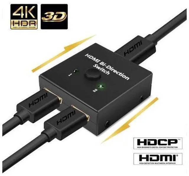 Main image of 2 Port HDMI 2.0 Switch 4K 60Hz 2x1 1x2 Bi Directional Switcher UHD 4Kx2K 3D HD 2 Input 1 Output Splitter